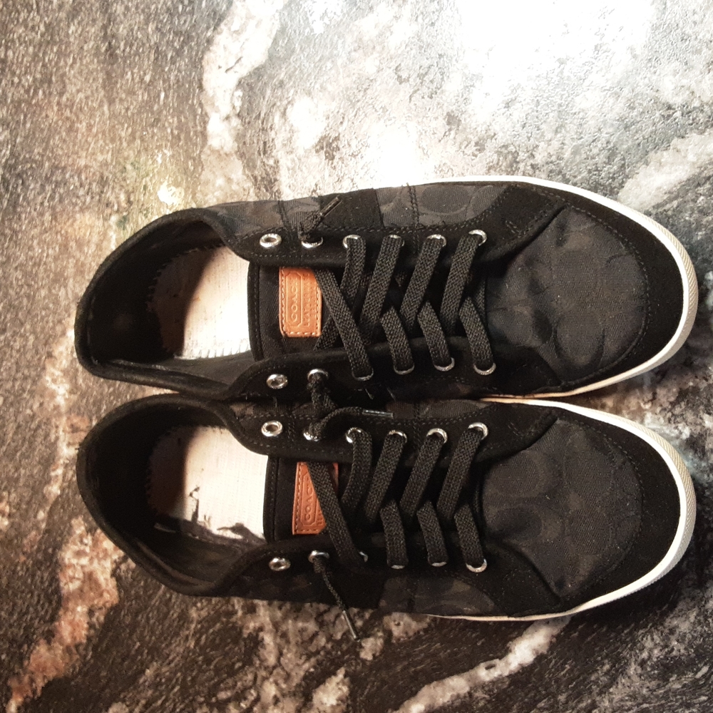 Coach Men's Black Loafers with Tan Accents
